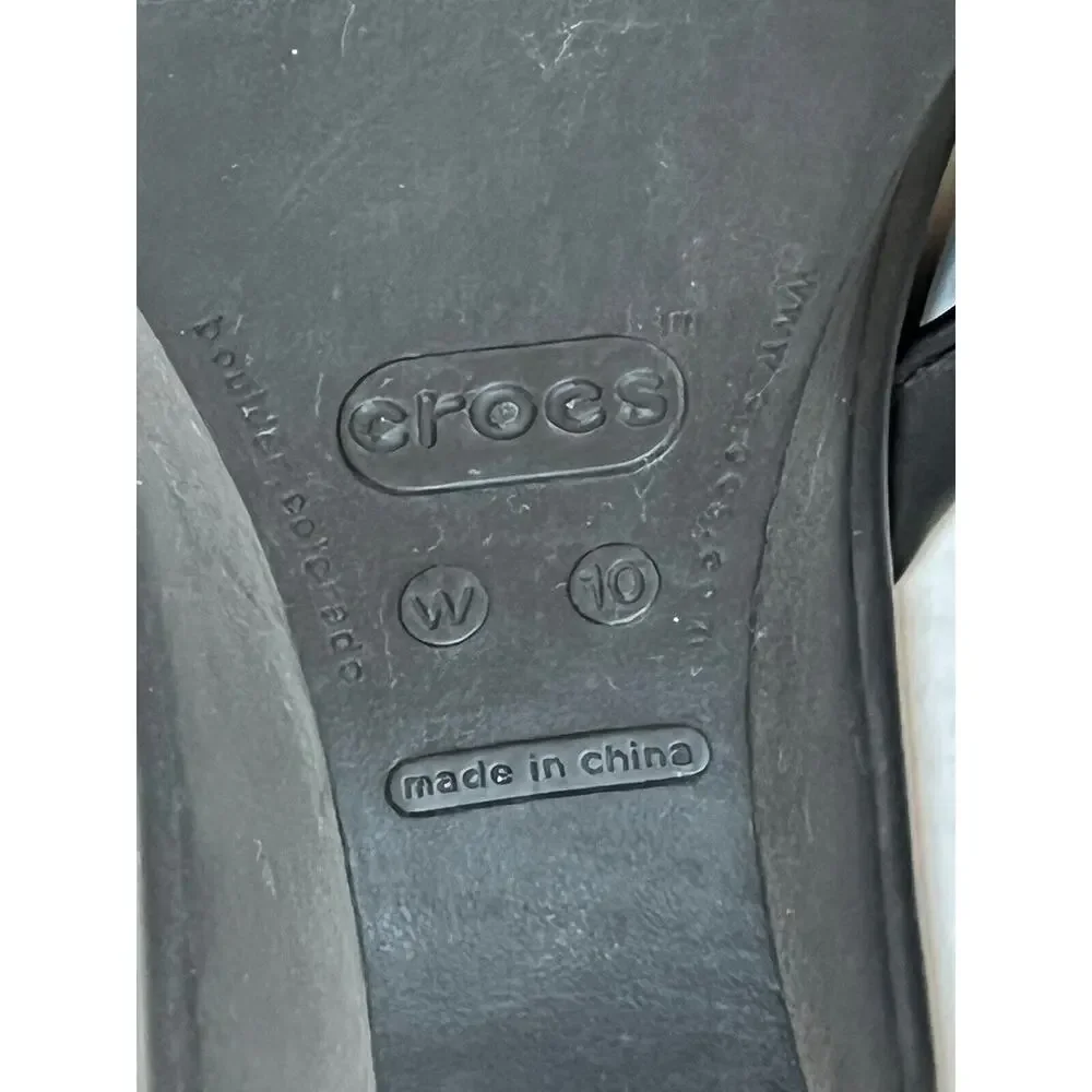 CROCS Sandals Women’s Size 10 Black Pink Cabana Wedge Flip Flop‎